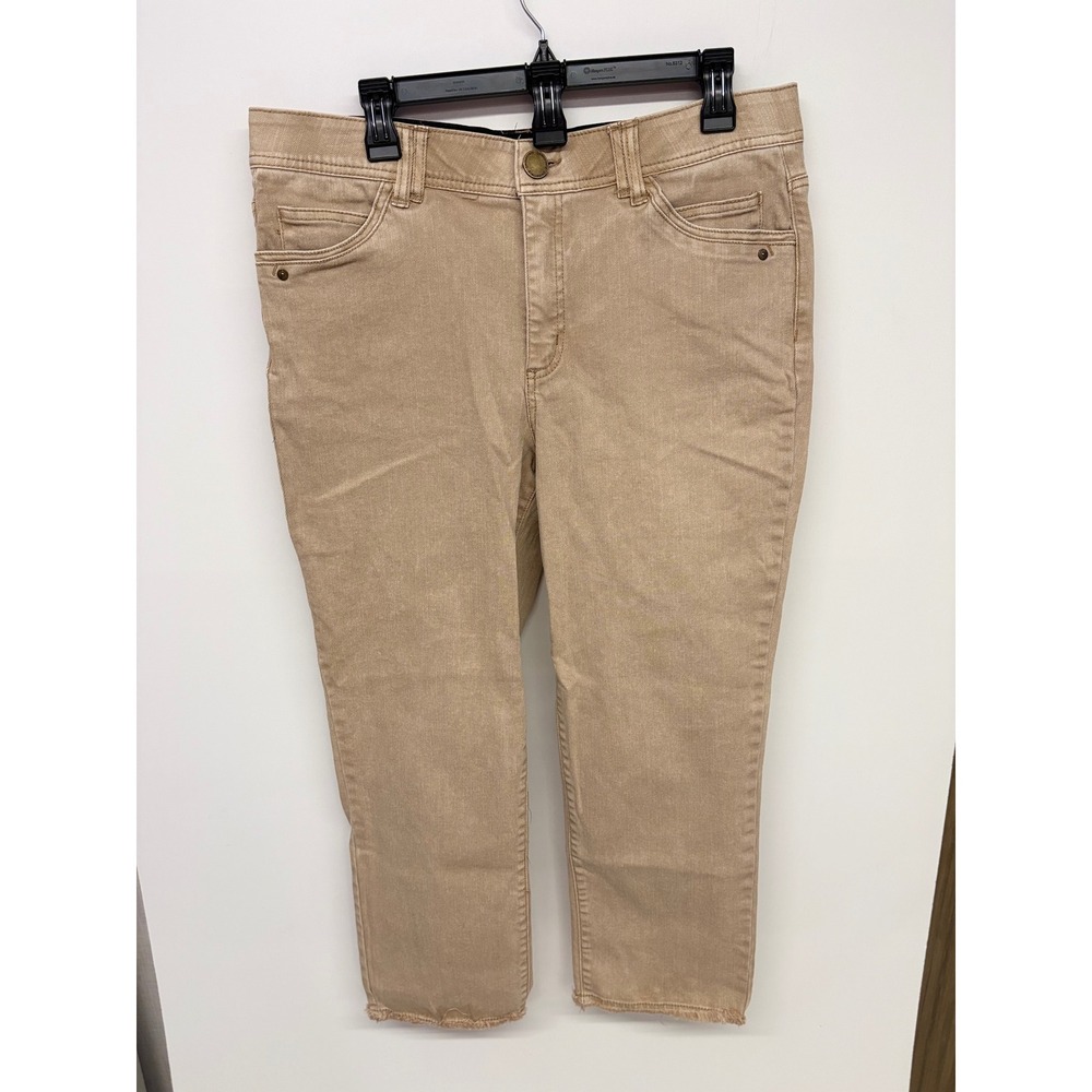 Safari Cropped Jeans Women 14 Tan Fringed Hem Democracy  Utility